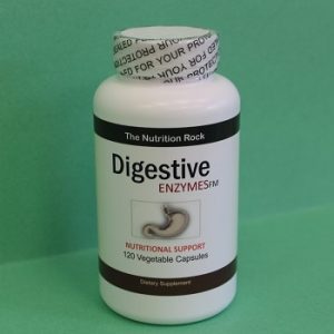 Digestive enzyme dietary supplement bottle.