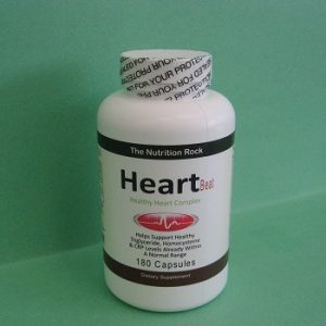 Bottle of HeartBeat dietary supplement capsules.
