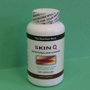 Skin Q nutritional skin complex supplement bottle.