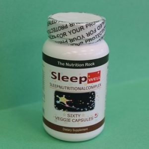 Bottle of Sleep Well dietary supplement.