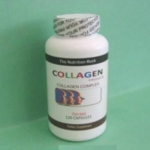 Container of collagen complex dietary supplement.