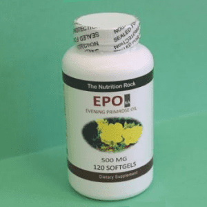 Evening primrose oil supplement bottle.