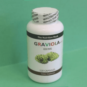 Graviola dietary supplement capsules bottle.