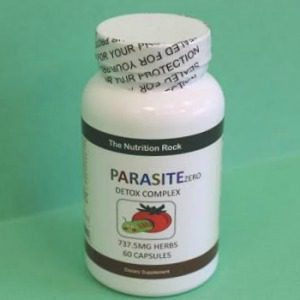Bottle of Parasite Zero detox complex capsules.