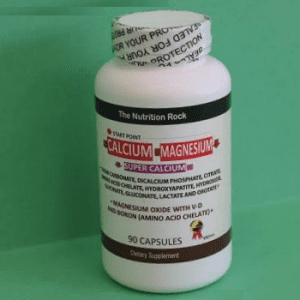 Calcium-Magnesium dietary supplement bottle.