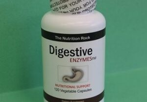 Digestive enzyme dietary supplement bottle.