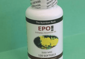Evening primrose oil supplement bottle.