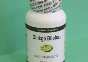 Ginkgo Biloba dietary supplement bottle.